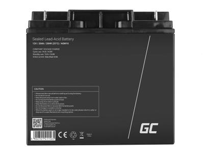 Bateri plumbi AGM Green Cell AGM10, 12V, 20Ah, e zezë