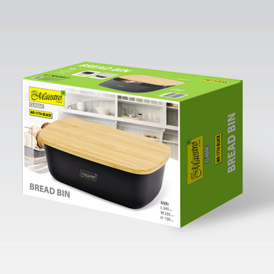 Kuti buke Feel Maestro MR-1776, plastikë dhe dru, 34.5 x 13 x 23.5 cm, e zezë