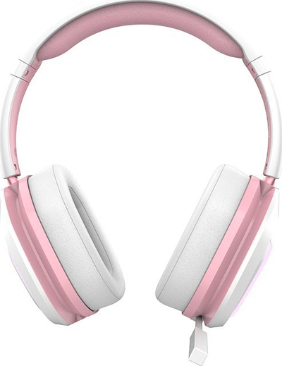 Гејминг слушалки Sades Carrier Angel Edition, безжични и 3.5mm, драјвери 40mm, розово и бело