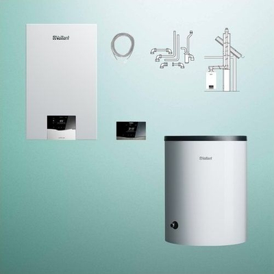 Kaldaje me gaz Vaillant ecoTEC plus VC 20CS/1-5, 21 kW, paketë me bojler 120L, e bardhë