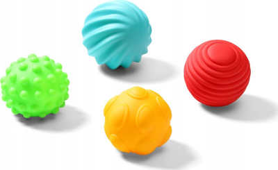 Set toptha shqisorë BabyOno Have Fun, 4 copë, të butë, 6M+