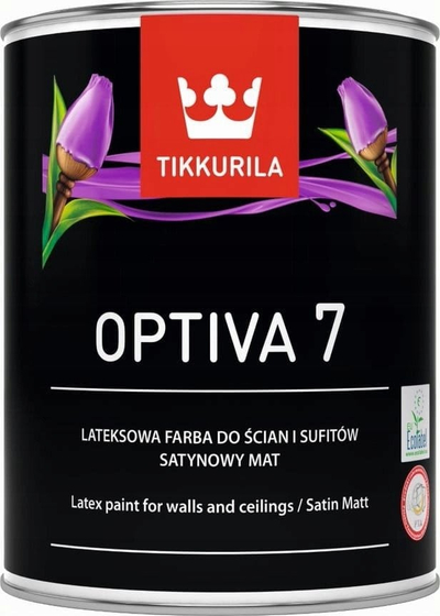Bojë muri Tikkurila Optiva Satin Matt 7, 0.9L, bazë C, e bardhë