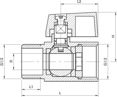 Сферичен вентил за вода KFA 703-210-15, 1/2", 10 bar, хромиран