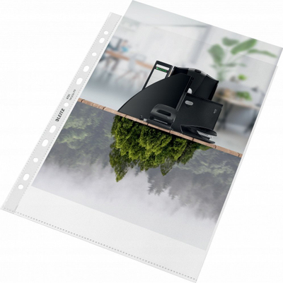 Xhep plastik për dokumente Leitz Recycle A4, i tejdukshëm, plastikë e ricikluar
