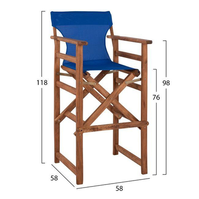 Stol bari drejtori arre me jastëk pvc blu (HM10374.01), kaltër
