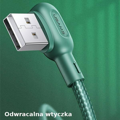 Kabllo karikimi Usams U57 me kënd, USB në USB‑C, 1.2m 2A, jeshile