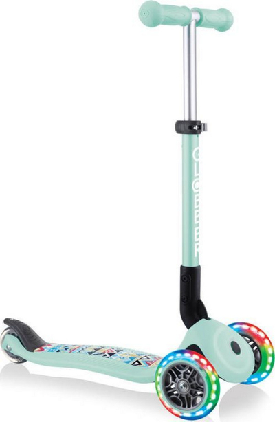 Trotinet për kalamoj Globber Foldable Scooter, 3 rrota, rrota me drita LED, mint