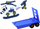 Set lodër policie makine me helikopter, DIY, me rimorkio, blu