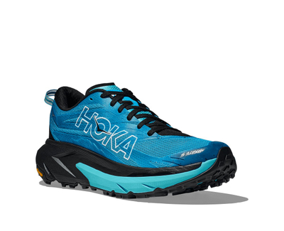 Këpucë trail running HOKA Mafate 5 për burra, me shollë Vibram Megagrip, blu me të zezë