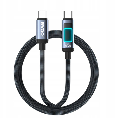 Kabllo karikimi Bwoo X324CC, USB-C në USB-C, 65W PD, 1m, i zi