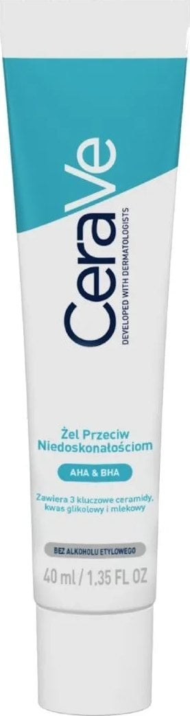 Xhel fytyre CeraVe AHA BHA, kundër papërsosmërisë, 40ml