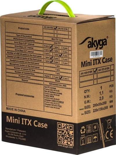 Kasë Akyga AK-100-01BK, Mini Tower