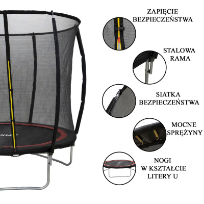 Трамплин Dunlop Premium, внатрешна мрежа, 244 cm, црн