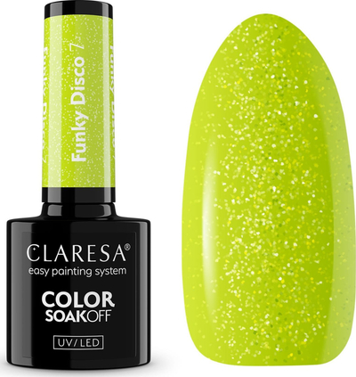 Хибриден лак за нокти Claresa Funky Disco, Soak Off, UV LED, 7.5g