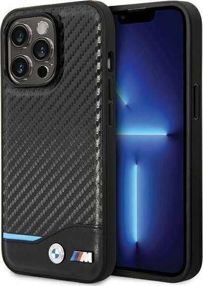 Këllëf BMW BMHCP13X22NBCK për iPhone 13 Pro Max, hardcase lëkurë Carbon, i zi