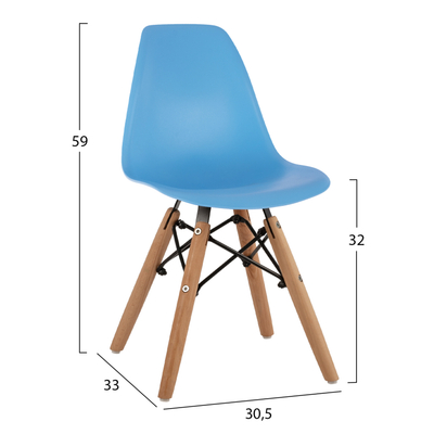 Karrige për fëmijë Twist Kid HM8453.08, këmbë druri, 30.5x33x59 cm, blu