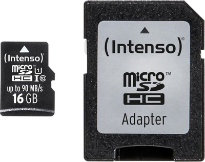 Kartë memorie MicroSDHC Intenso Professional 3433470, 16GB, Class 10 UHS I U1, me adapter