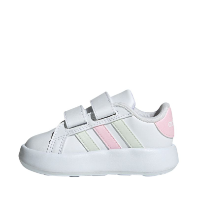 Патики за бебиња Adidas Grand Court 2.0, лесни, рециклиран материјал, бели
