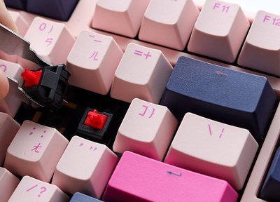 Tastierë gaming Ducky One 3 Fuji, mekanike Cherry MX Black, layout US, rozë e blu