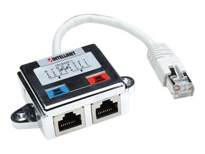Intellinet 2-Port Modular Distributor, Cat5e, FTP, allows two RJ45 ports to share one Cat5e network cable