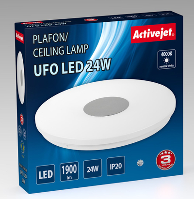 Llambë tavani Activejet AJE-UFO, LED 24W, dritë 4000K, e bardhë