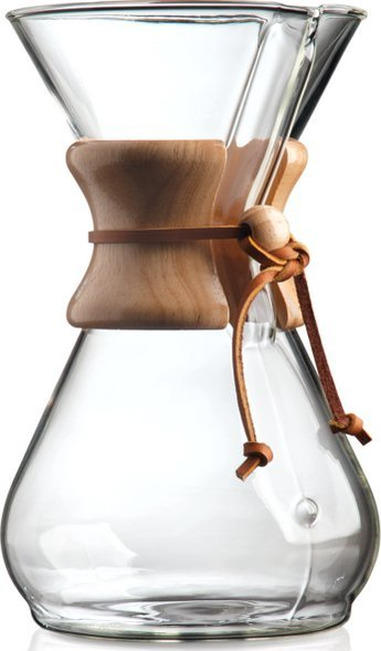 Апарат за кафе Chemex Classic Series, стакло отпорно на топлина, со дрвена јака, проѕирен