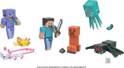 Figurë aksion Minecraft Glow Squid, 3.25", me aksesore, jeshile
