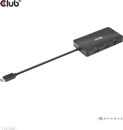 HUB USB Club 3D CSV-1598, 7 në 1, USB C 100W, i zi