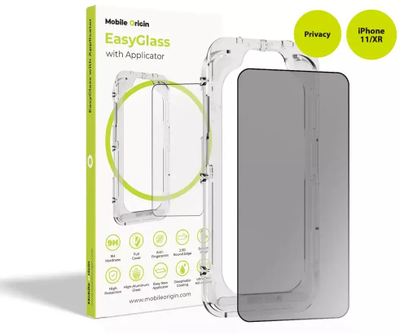 Xham mbrojtës Mobile Origin EasyGlass Privacy, për iPhone 11 XR, me aplikues, transparent