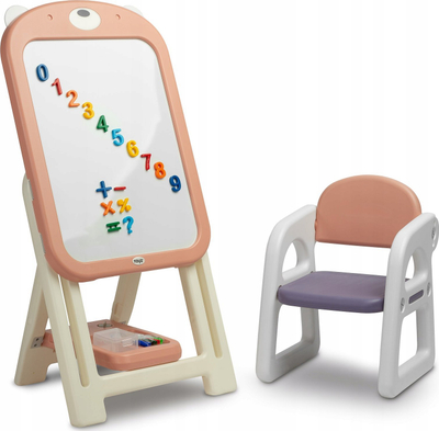 Set karrige dhe tabelë shkrimi magnetike Toyz, lartësi e rregullueshme, 2 copë, rozë e bardhë