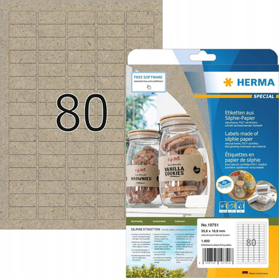 Etiketa universale HERMA 10751, DIN A4, letër Silphie mat, ngjitëse, kafe