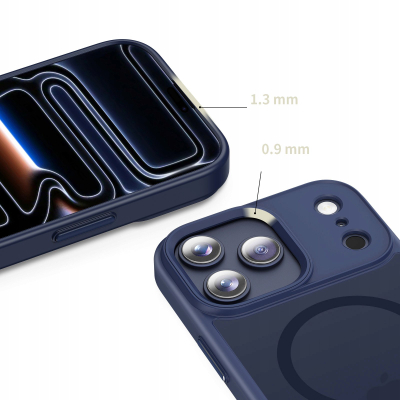 Kapak telefoni Tech-Protect Magmat MagSafe për iPhone 17 Pro, matte, blu e errët