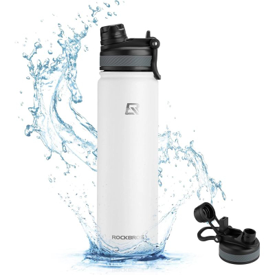 Termus për çiklizëm Rockbros Water Bottle, 620 ml, çelik inox, i bardhë