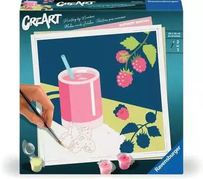 Сет слика со броеви Ravensburger CreArt Adults Trend Mocktail Raspberry, за возрасни, мотив коктел, повеќебоен