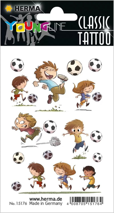 Tatuazhe të përkohshme Herma 15176 Classic Tattoo, motiv futbolli, set 10 copë, shumëngjyrëshe
