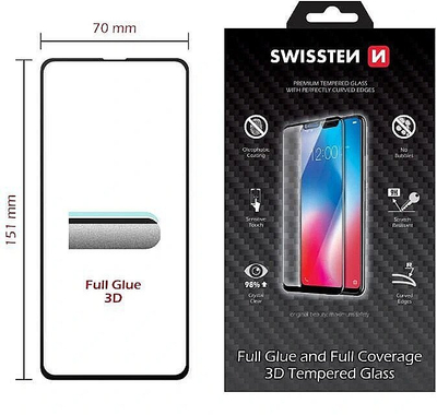Xham mbrojtës Swissten 3D Full Glue Pro për iPhone 14 Pro, i plotë, i zi