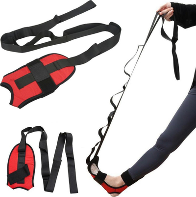 Rrip yoga për stretching, 235 cm, 10 unaza, e kuqe e zezë