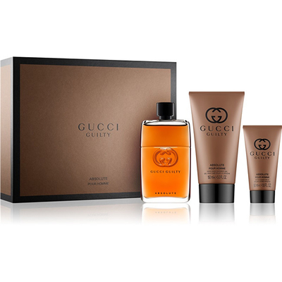 Set Gucci, parfum Guilty Absolute 90 ml + balsam pas-rroje 50 ml + xhel dushi 150 ml