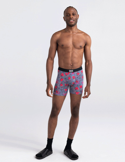 Mbathje boxer për burra SAXX Vibe, super të buta, me dizajn I Heart Cowboys, gri