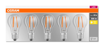 Llambë LED Osram Classic A, 7W, E27, dritë e ngrohtë, transparente