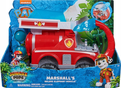 Lodër makinë Paw Patrol Jungle Pups Marshall Elephant Firetruck, me figurë, për kalamaj 3+, e kuqe
