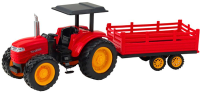Lodër traktor me telekomandë Lean Toys RC Farm Tractor With Trailer, me rimorkio, për fëmijë 3+, i kuq