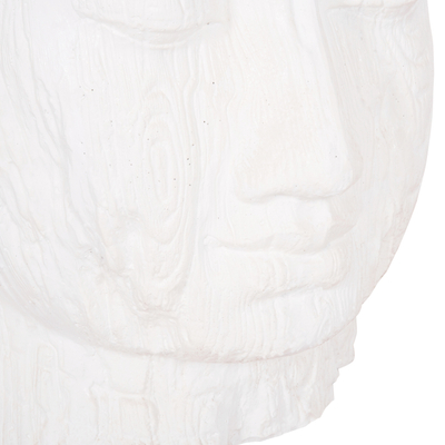Skulpturë dekorative XXL Buddha Head HM4385.02, 90x90x100 cm, gips, e bardhë