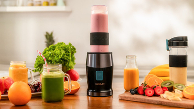 Blender Smoothie Cecotec Power Titanium 900 ProGo, 900W, gota portative, gri