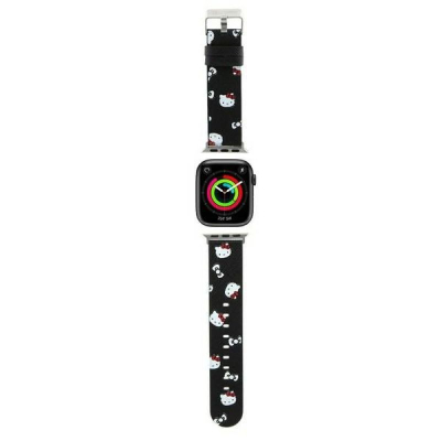 Rrip ore Apple Watch Hello Kitty, 38/40mm, lëkurë vegane, i zi