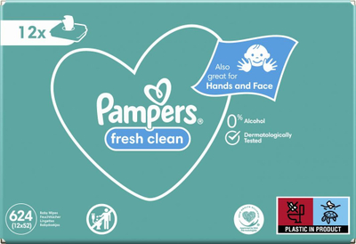 Letra të lagështa Pampers FreshClean, 624 copa
