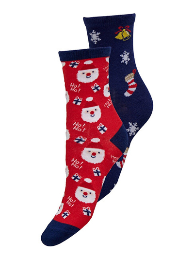 Set çorapesh për femra Only OnlChristmas, 2 palë, të kaltra/ të kuqe