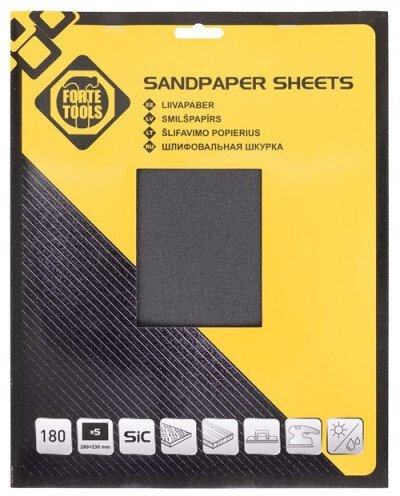 Letër smerili Forte Tools nr. 180, 230x280mm, set me 5 fletë