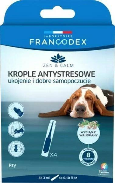 Pika kundër stresit për qen Francodex Zen & Calm, 4x3 ml, me valerianë