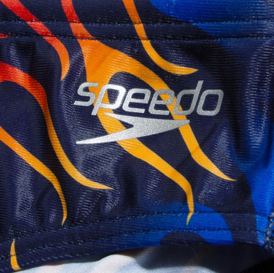 Rroba banje për burra Speedo Club Training 8cm, Endurance+, me figura flake, blu me portokalli